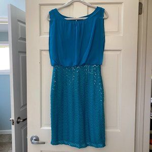 Sky Blue Calvin Klein Chiffon and Sequin Sleeveless Dress Size 4
